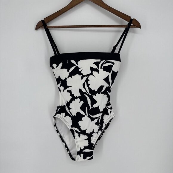 Michael Kors Womens Size 4 Black White Printed Square-Neck One-Piece Swimsuit - Picture 3 of 6